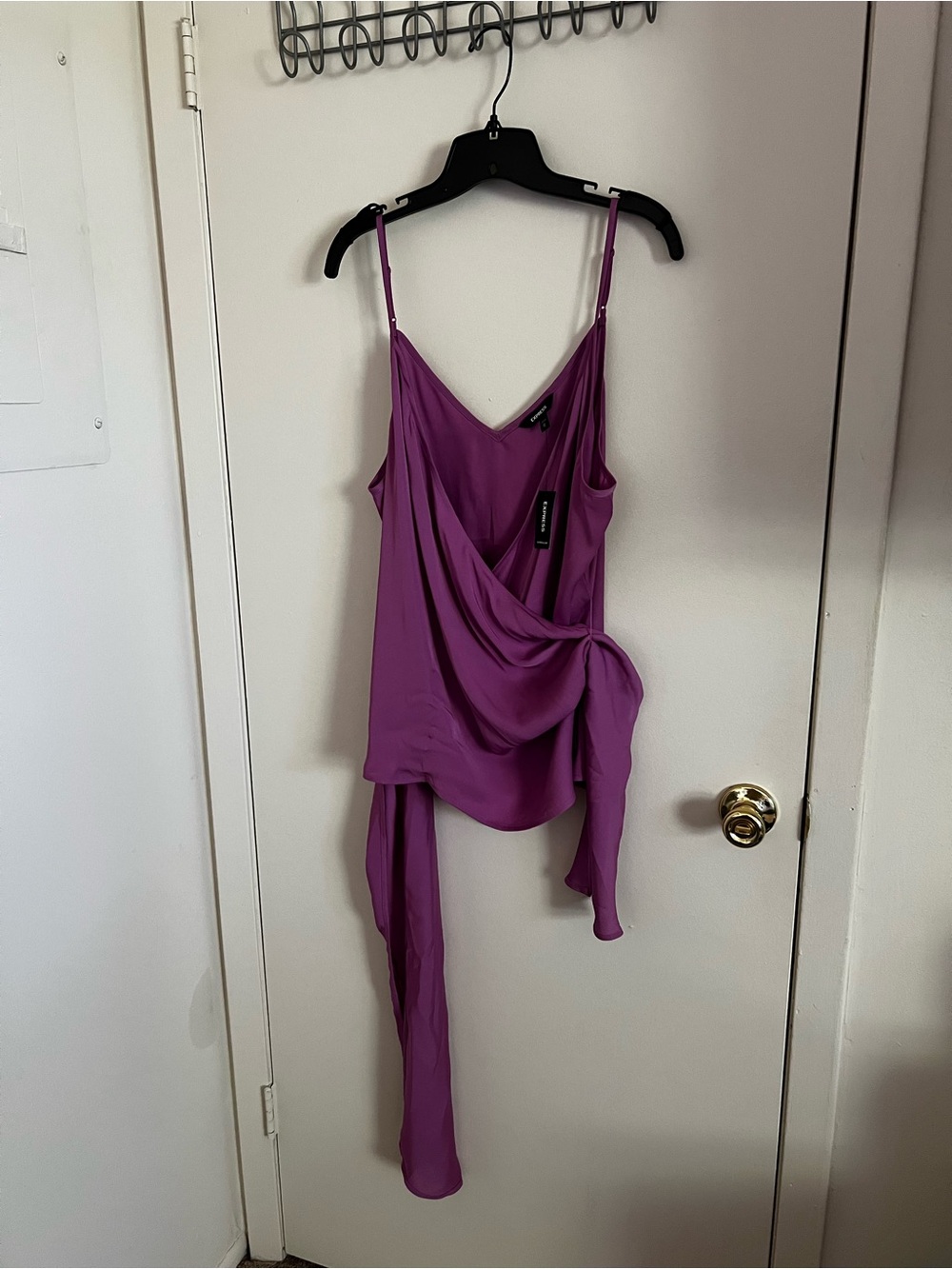 Express Plum Satin Tie-Wrap Cami Top